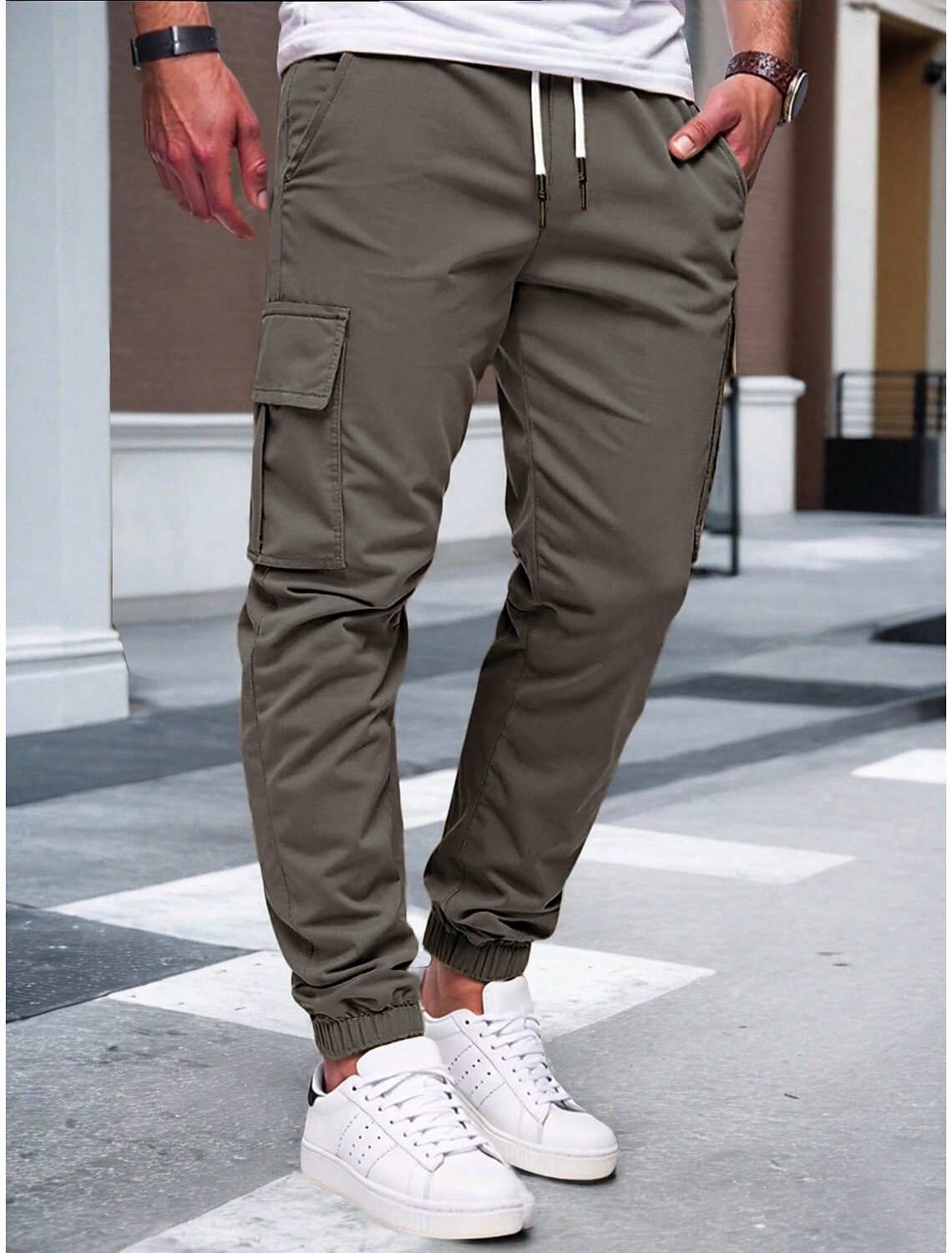 Men's Cargo Pants Cargo Joggers Tactical Pants Trousers Drawstring Elastic Waist Plain Comfort Moisture Wicking Full Length Outdoor Party Daily Fashion Streetwear Black Yellow