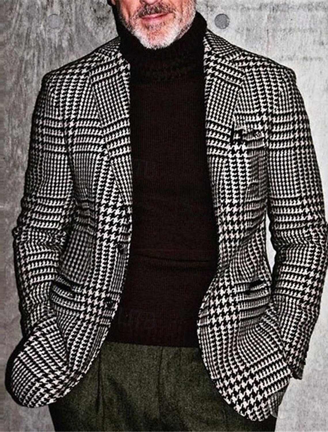 kentucky derby Men's Houndstooth Long Sleeve Turndown Fashion