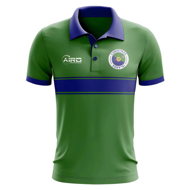 Christmas Islands Concept Stripe Polo Shirt (Green)