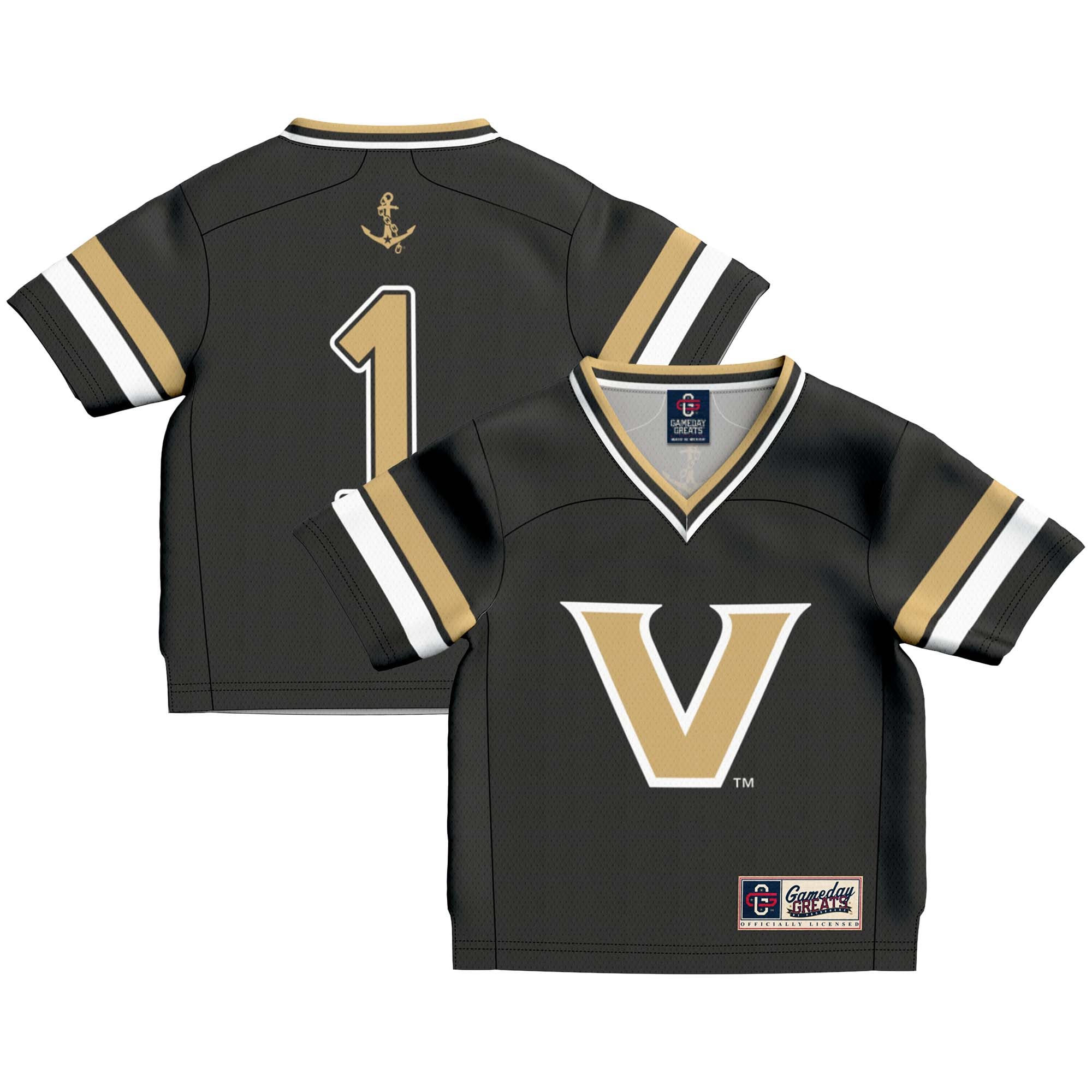 Infant #1 Black Vanderbilt Commodores Lightweight Collegiate Football Fashion Jersey