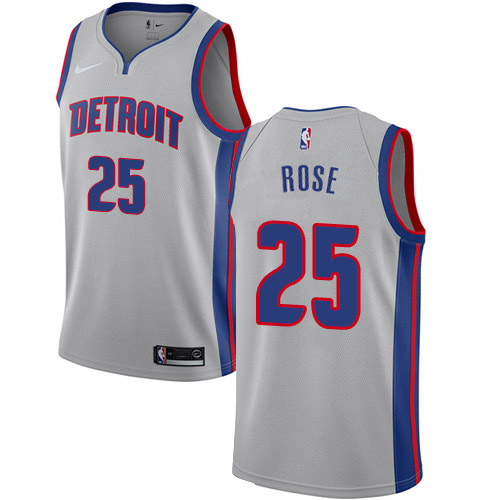 Nike Detroit Pistons #25 Derrick Rose Silver NBA Swingman Statement Edition Jersey Mens
