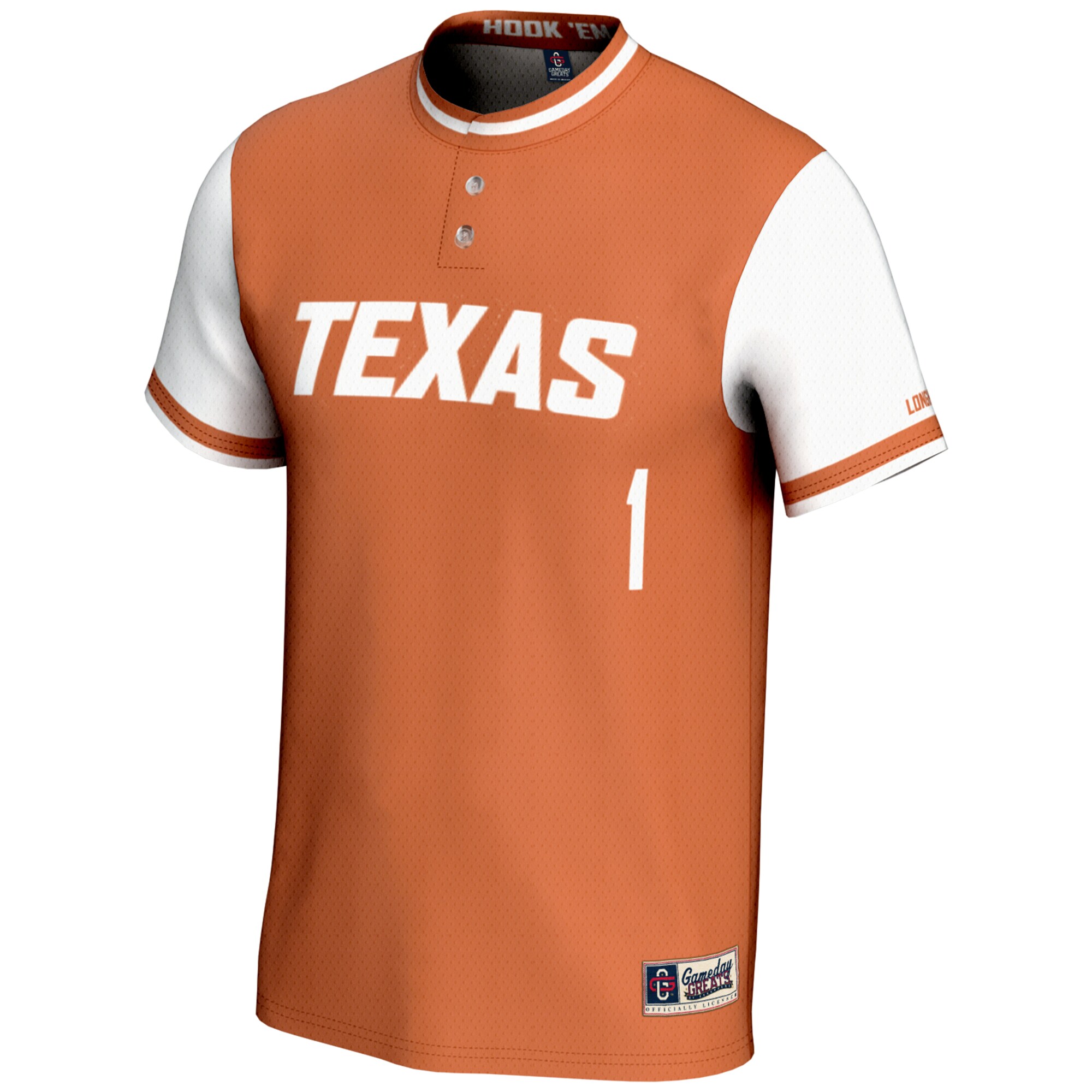 [DDG] Texas Longhorns GameDay Greats Unisex Lightweight Softball Jersey - Burnt Orange