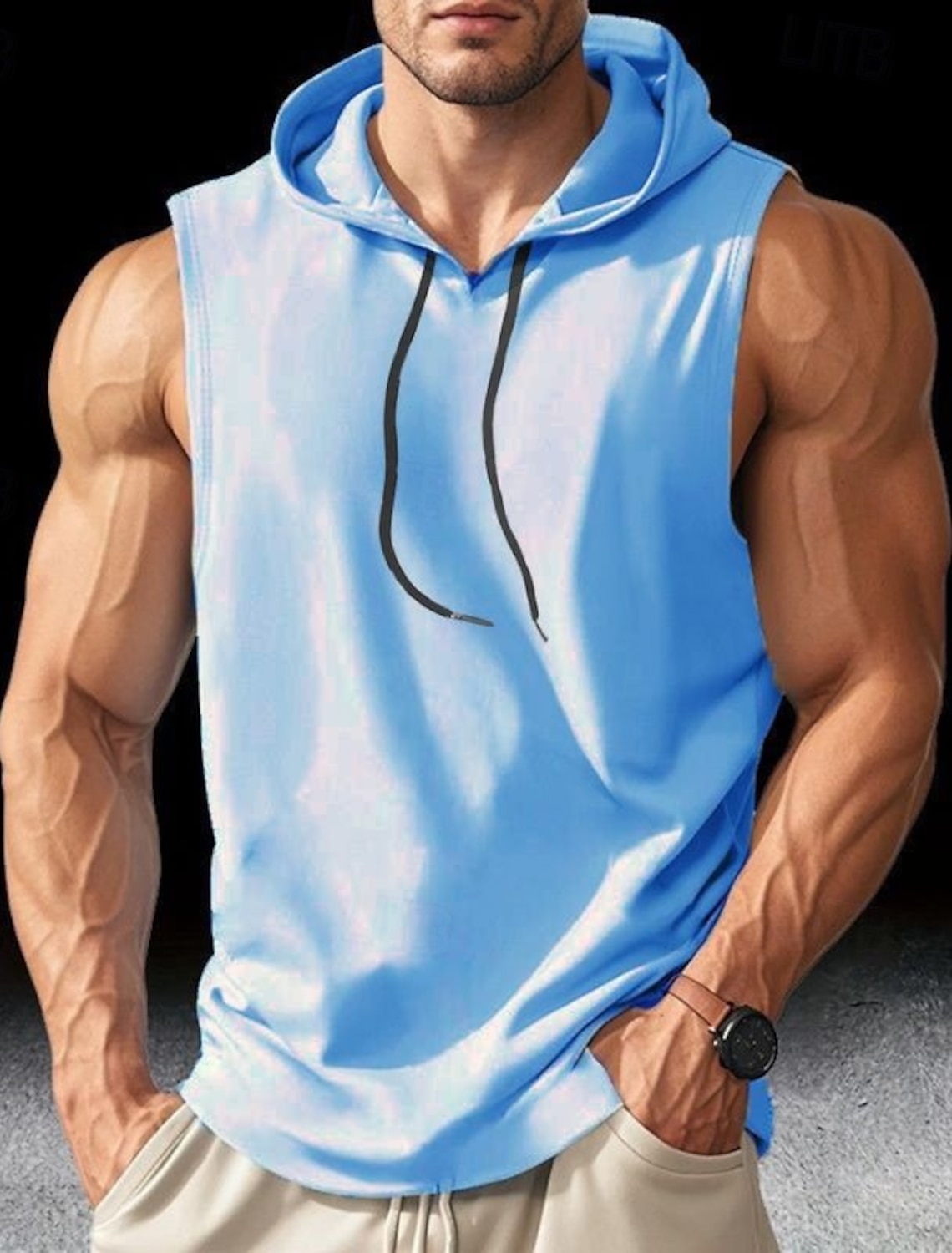 Men's Tank Top Vest Undershirt Sleeveless Shirt Hooded Summer Plain