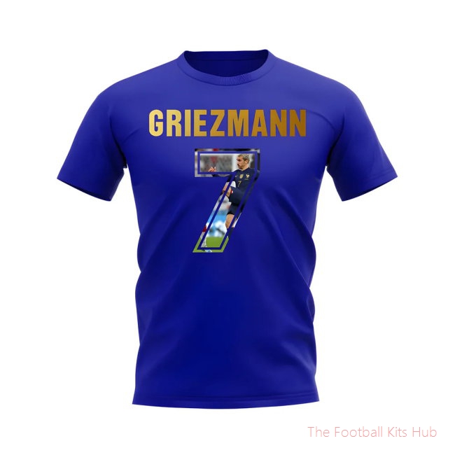 Antoine Griezmann Name And Number France T-Shirt (Blue)