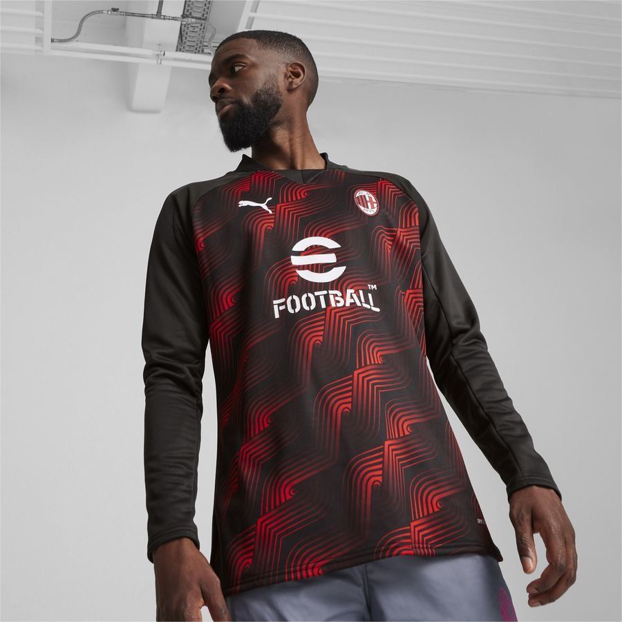Milan Sweatshirt Pre Match Puma Jet Black/red Long Sleeves