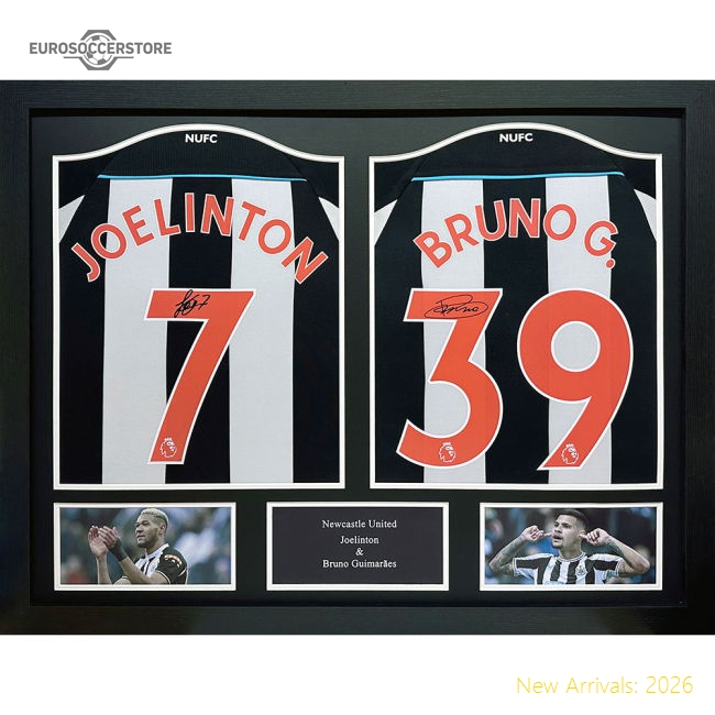 Superior Newcastle United Fc Bruno Guimaraes  Joelinton Signed Shi
