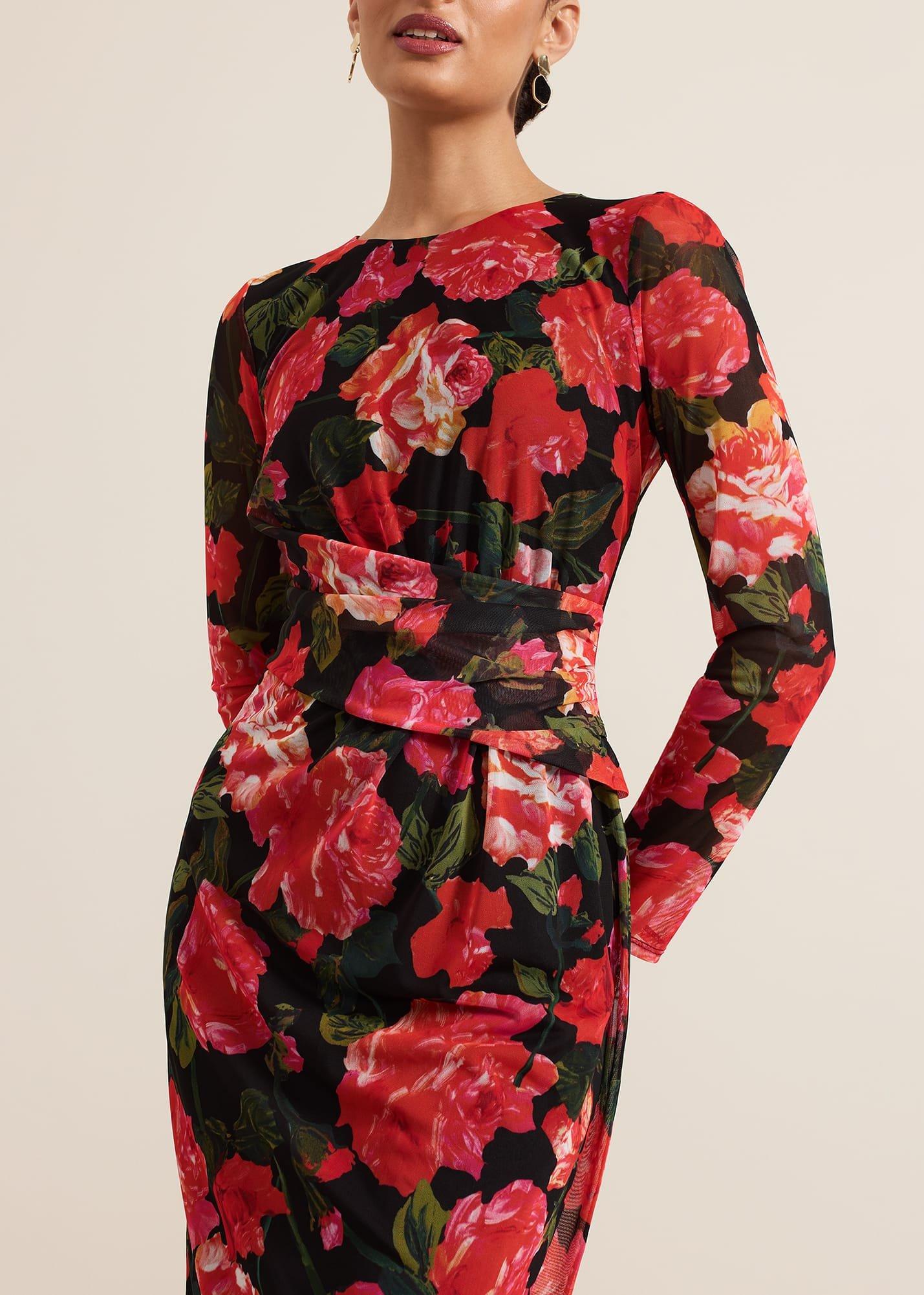Roshni Mesh Floral Midi Dress