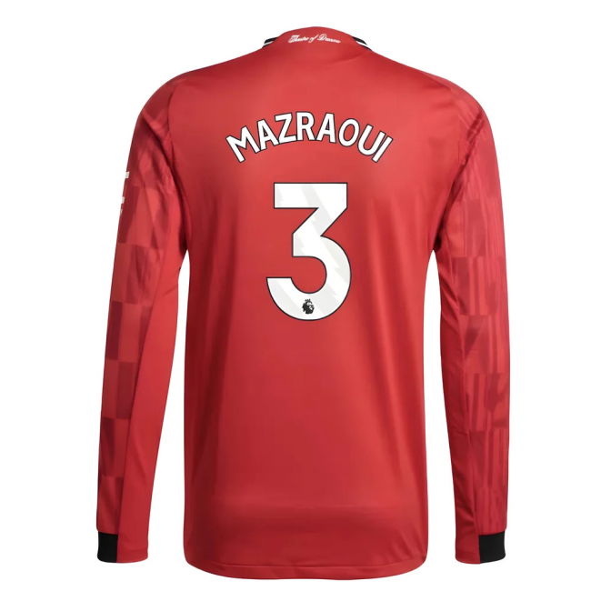 2025-2026 Man Utd Authentic Long Sleeve Home Top (Mazraoui 3)
