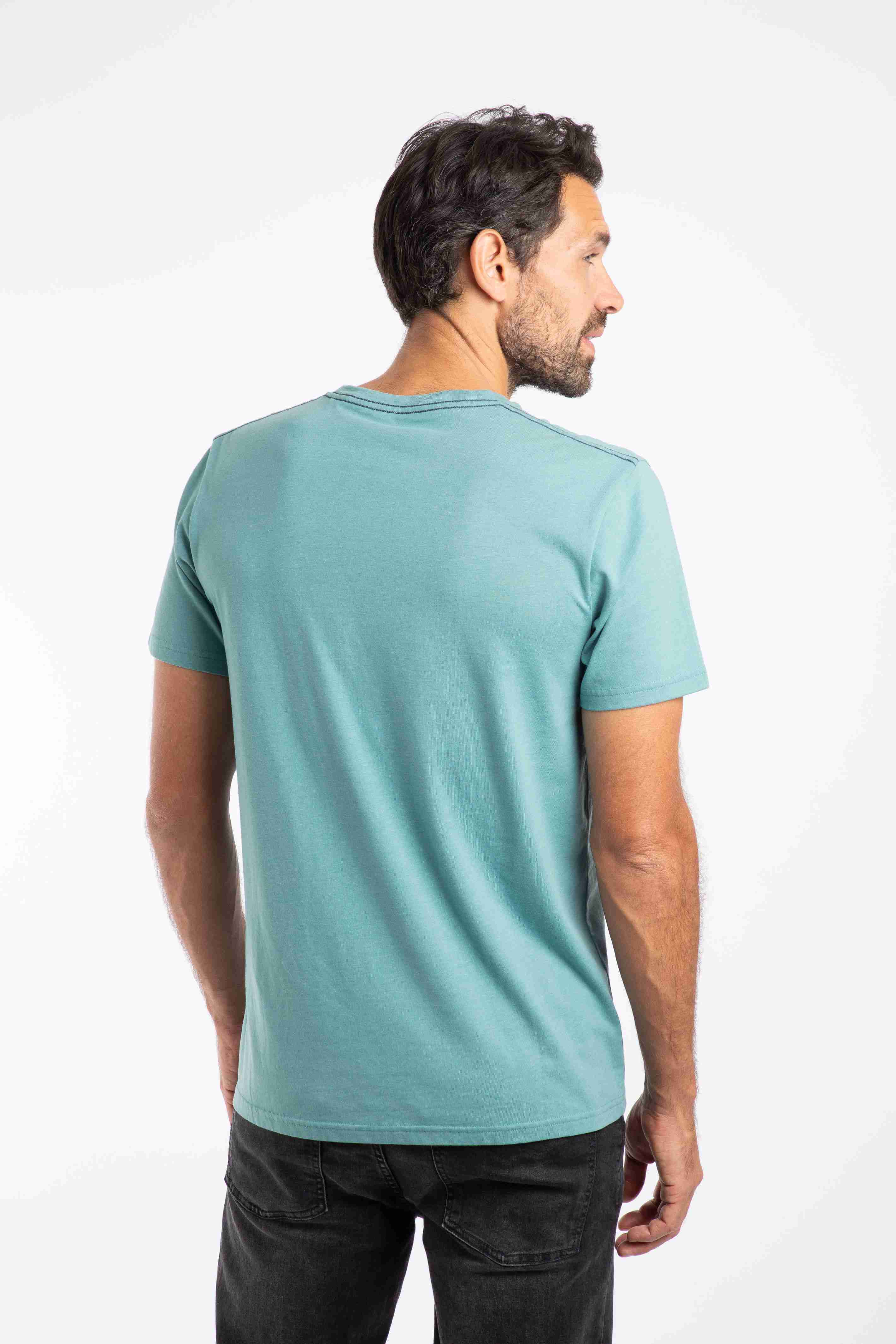 Double Fish Front Print Graphic T-Shirt Smoked Blue
