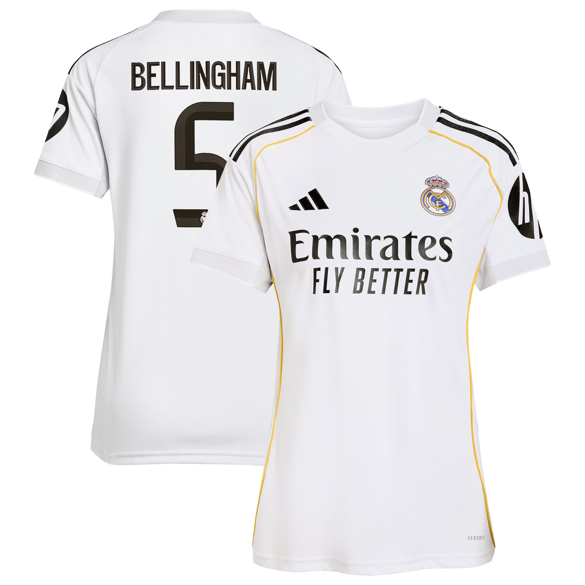 [SJH] Jude Bellingham #5 Real Madrid Women's 2025/26 Home Replica Jersey - White