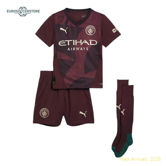 Manchester City Children 2024 Third Jersey Shirt Football Fan Game Day Supporter Collection