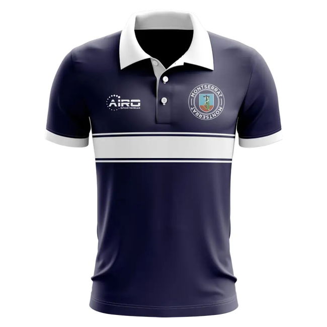 Cup Montserrat Concept Stripe Polo Shirt (Navy) World Soccer