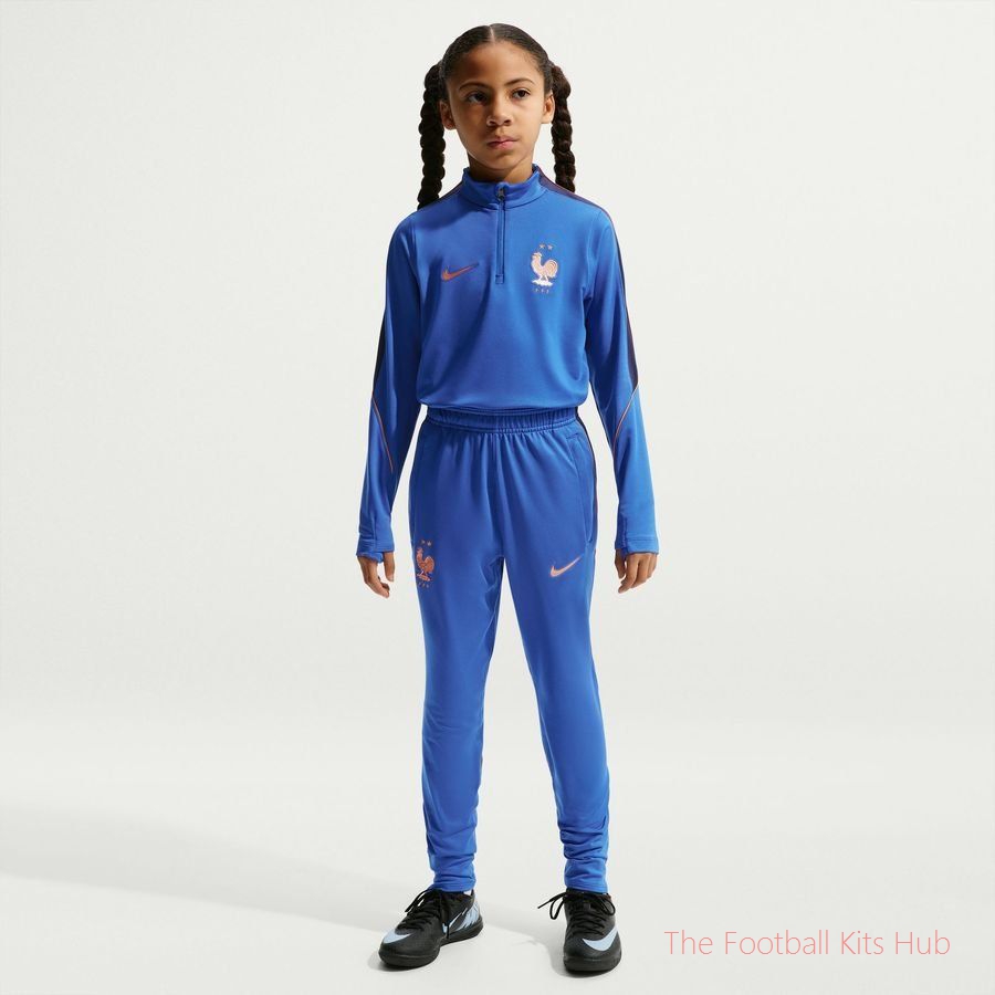 France Training Shirt Dri-FIT Strike Drill World Cup 2026 - Game Royal/Blackened Blue/Metallic Copper Kids