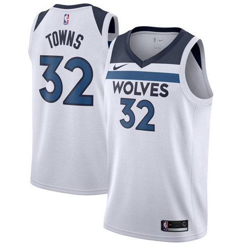 White Nike M. Timberwolves #32 NBA Jersey Game Day Wear NBA Fan Apparel