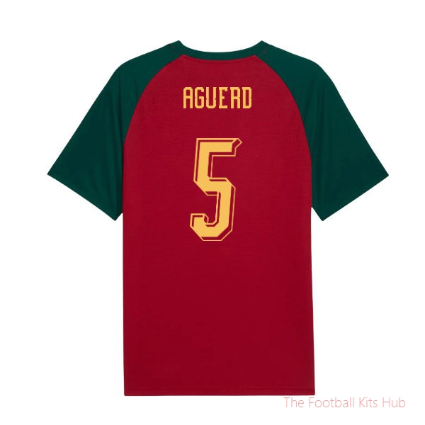 2026-2027 Morocco Warm Up Jersey (Dark Crimson) (Aguerd 5)