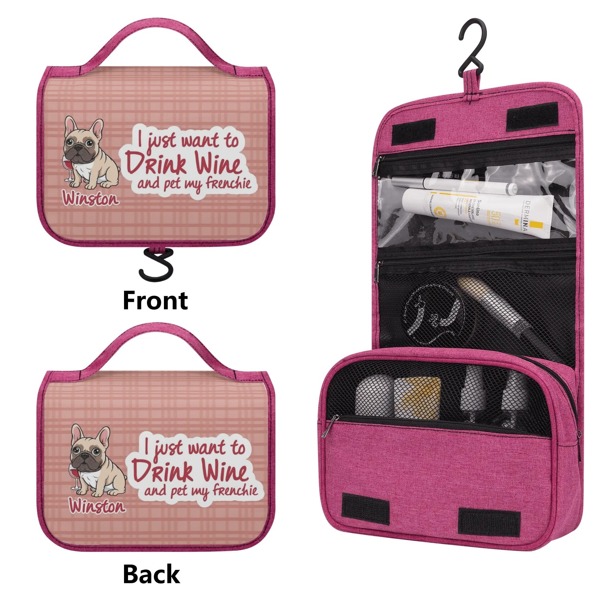Personalized Cosmetic Travel Bag with Your french Bulldog’s Name