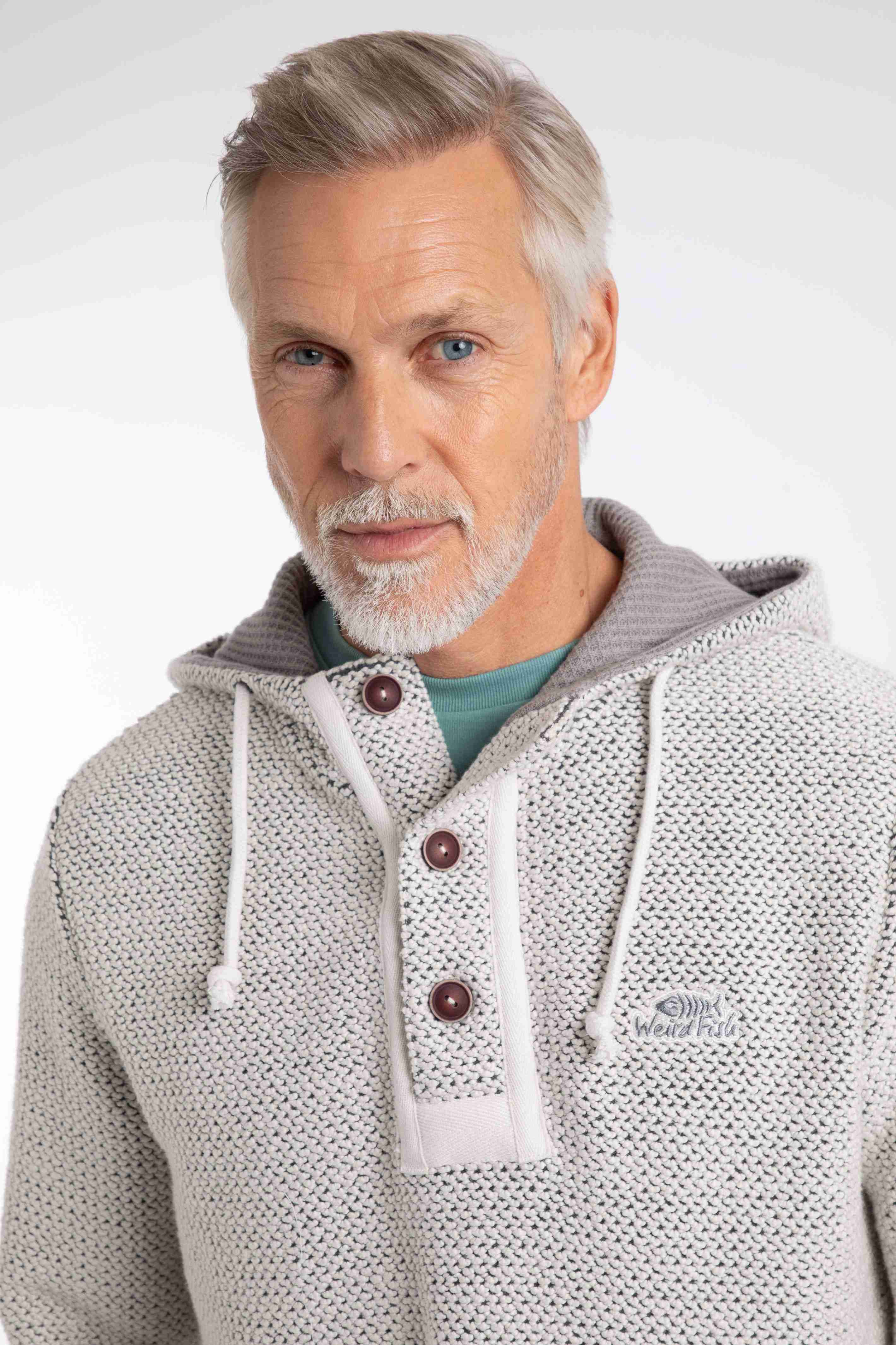 Bakersfield Button Neck Macaroni Hoodie Ecru
