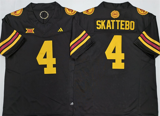Men's None Black 2025 college football Cam Skattebo #4 home jersey