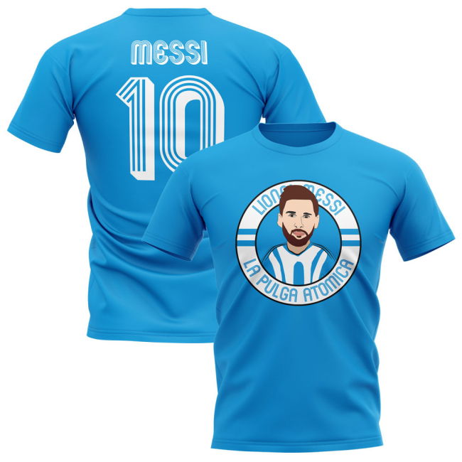 Football Lionel Messi Argentina Illustration T-Shirt (Sky)