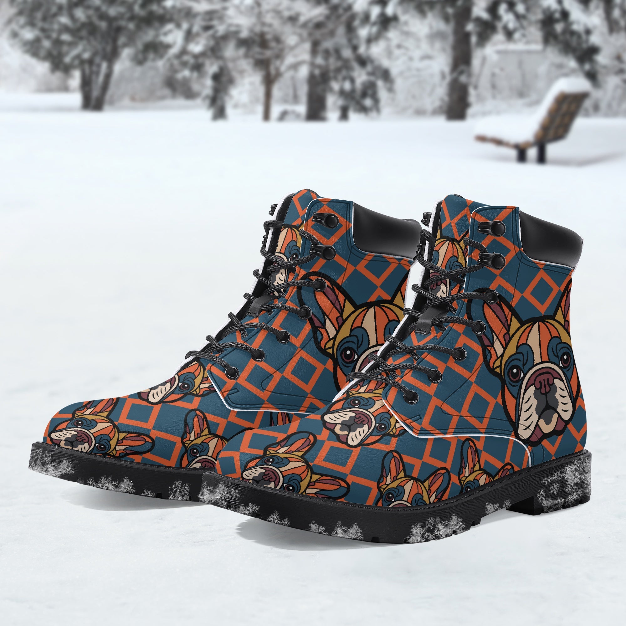 Minimal-Aesthetic Iris - Casual Leather Boot for French Bulldog Lovers