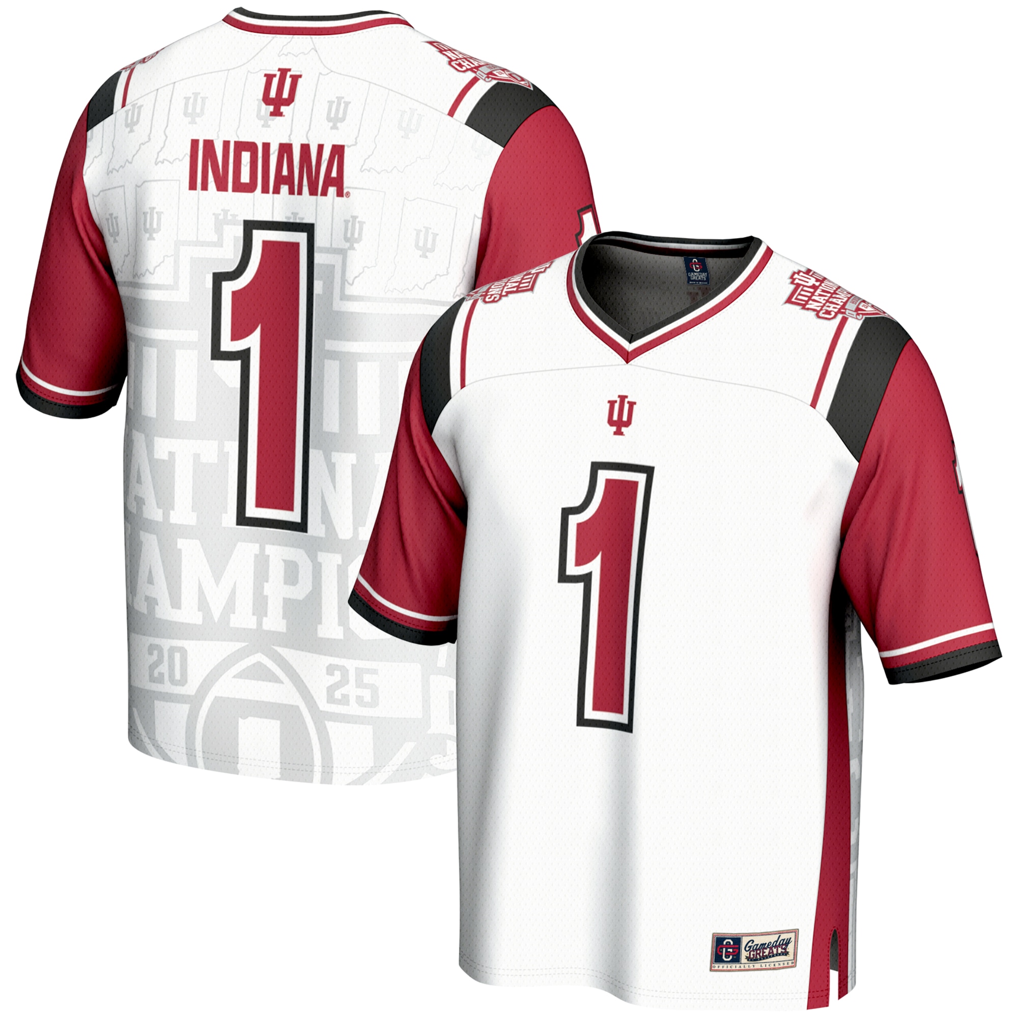 #1 Indiana Hoosiers GameDay Greats Youth College Football Playoff 2025 National Champions Commemorative Lightweight Fashion Jersey - White