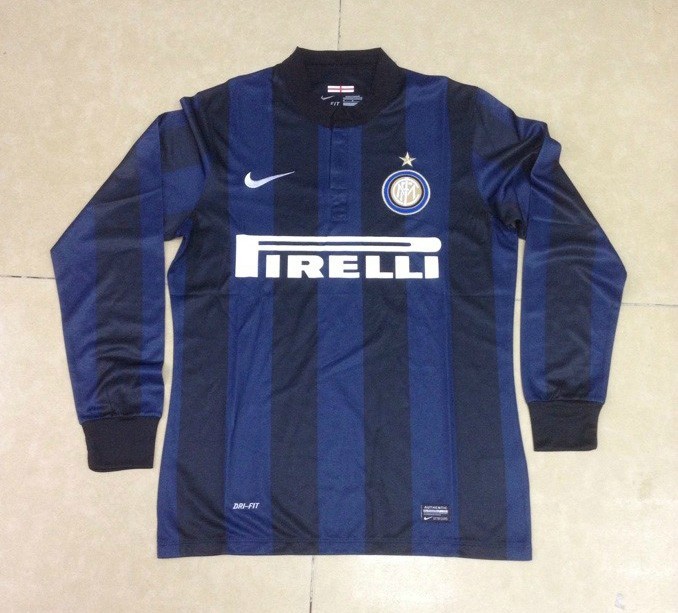 13-14 Inter Milan Home Long Sleeve Soccer Jersey Shirt - Official