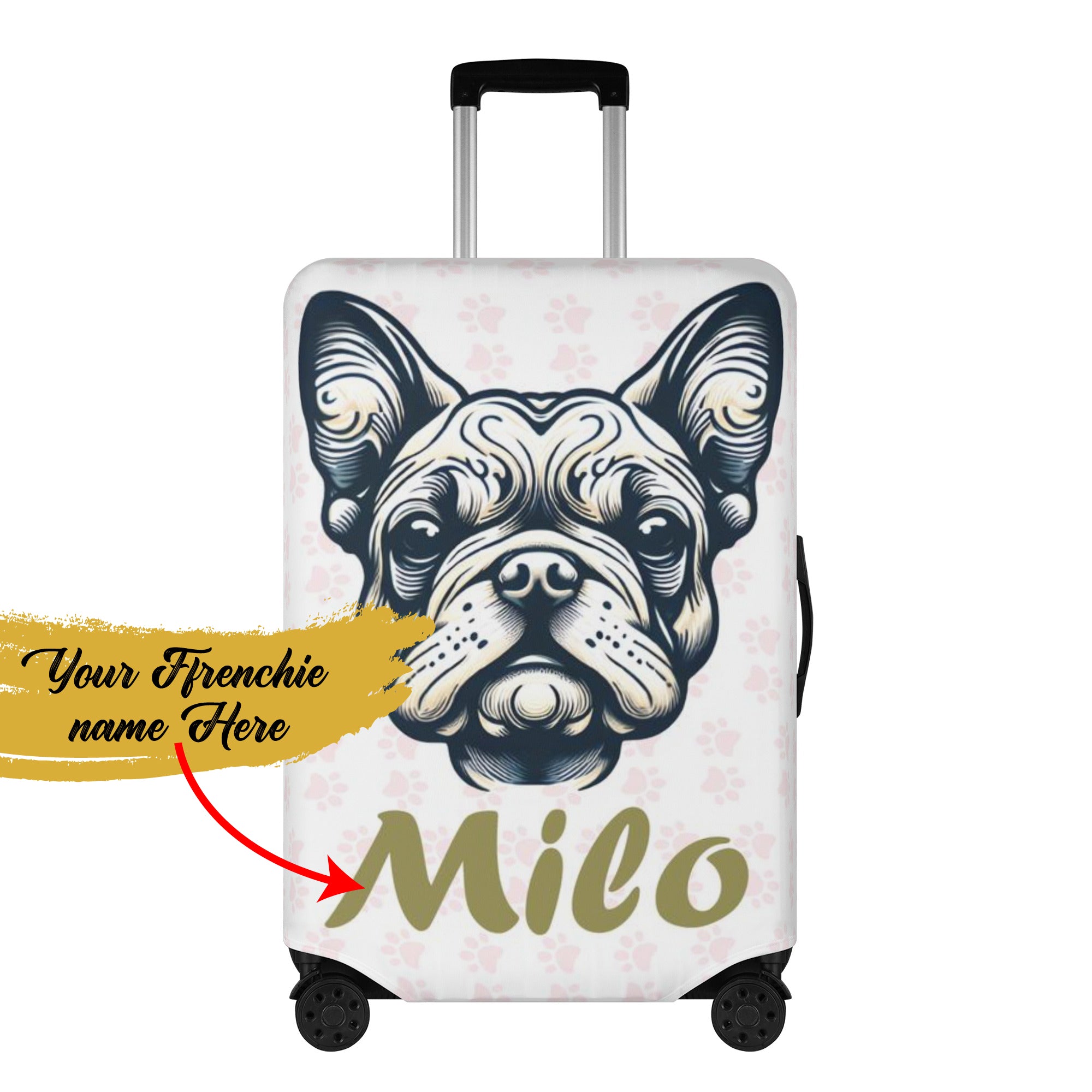 Personalized Luggage Cover with Frenchie Name - Luggage Cover