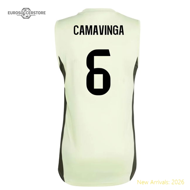 2025-2026 Real Madrid Sleeveless Training Jersey (Almost Lime) (Camavinga 6)