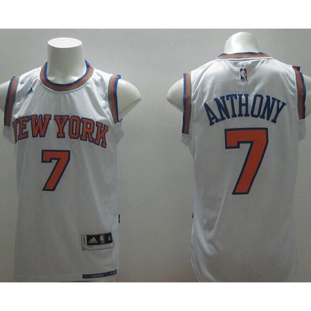 Collector's Item Performance Men's NYK #7 Carmelo White Basketball Jersey