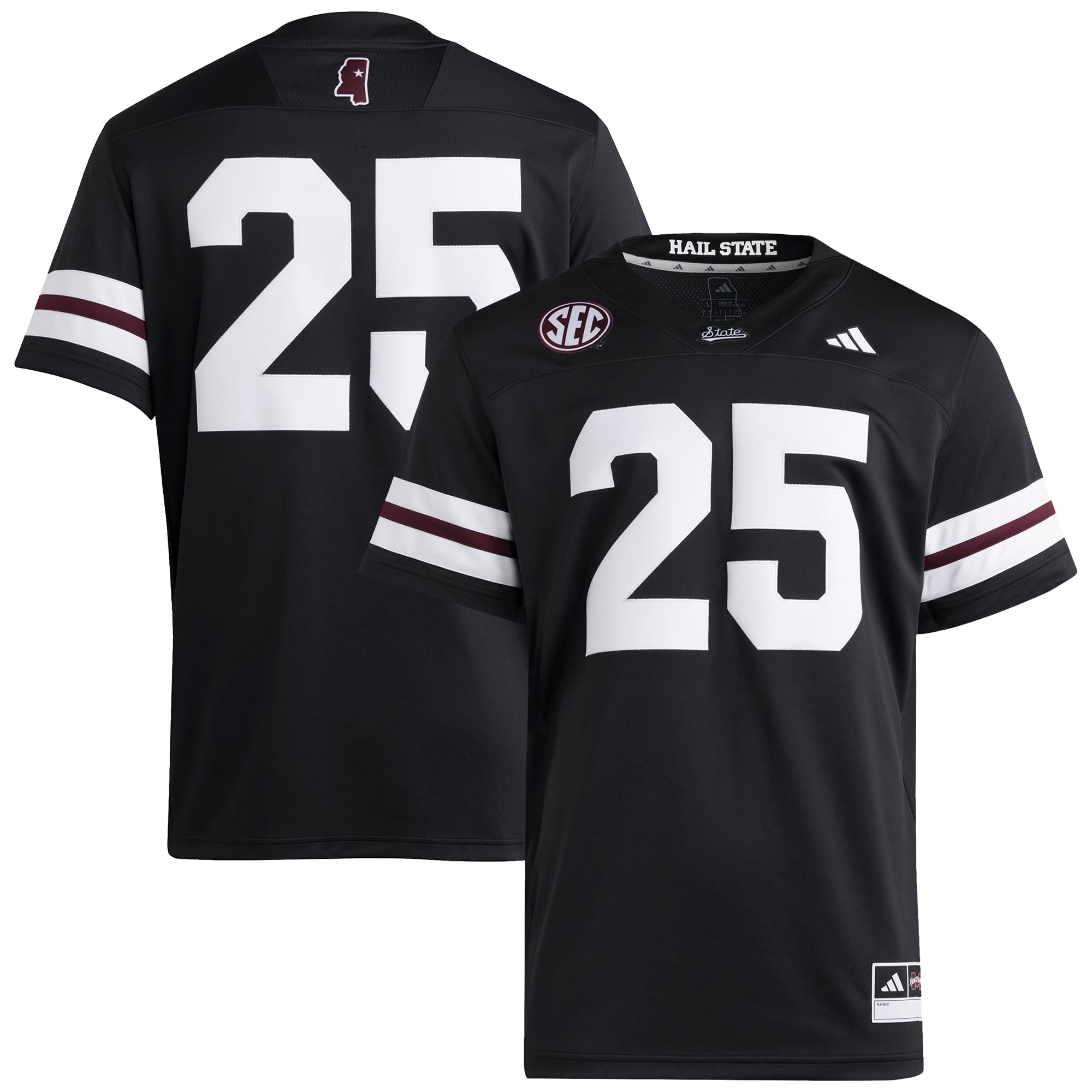 #25 Mississippi State Bulldogs adidas Premier Strategy Jersey - Black