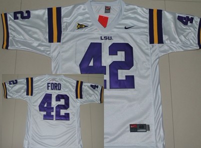 Men's LSU Bayou Bengals #42 Michael Ford White 2024 alternate jersey