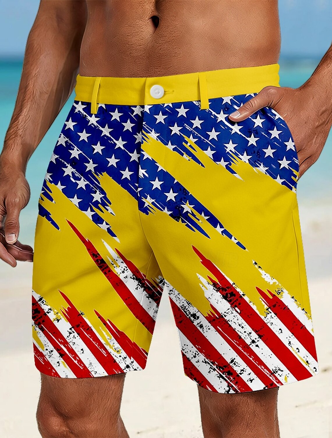 Men's 4th of July U.S. 250th Anniversary American Flag Bermuda shorts Casual Shorts Golf Shorts Mid Waist Patriotic Outdoor Holiday Flat Front Shorts with 4 Pockets Designer Clothing Apparel