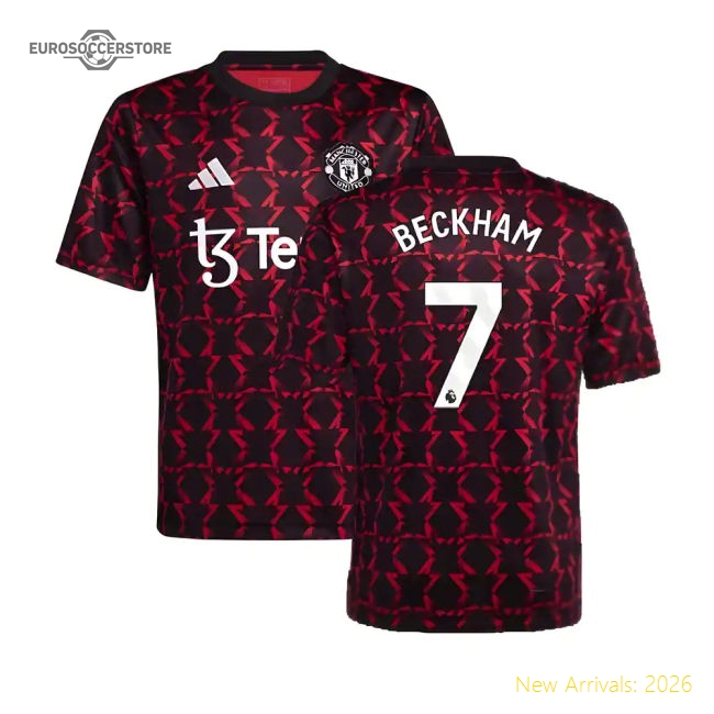 2024-2025 Man Utd Pre-Match Shirt Performance Black - Kids Beckham 7