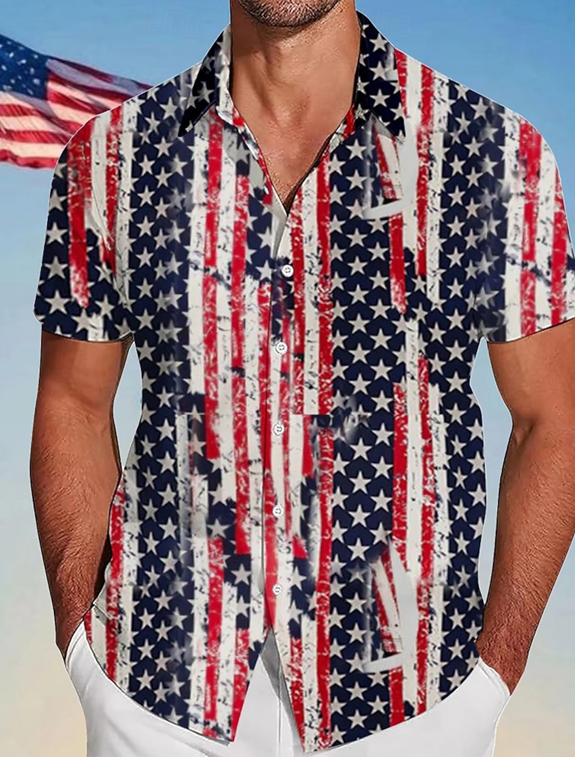 Independence Day Men's American US Flag 4th of July U.S. 250th Anniversary Patriotic Shirt Summer Shirt Button Up Shirt Short Sleeve Fashion Casual Holiday Summer Spring Turndown 3D Print Collared