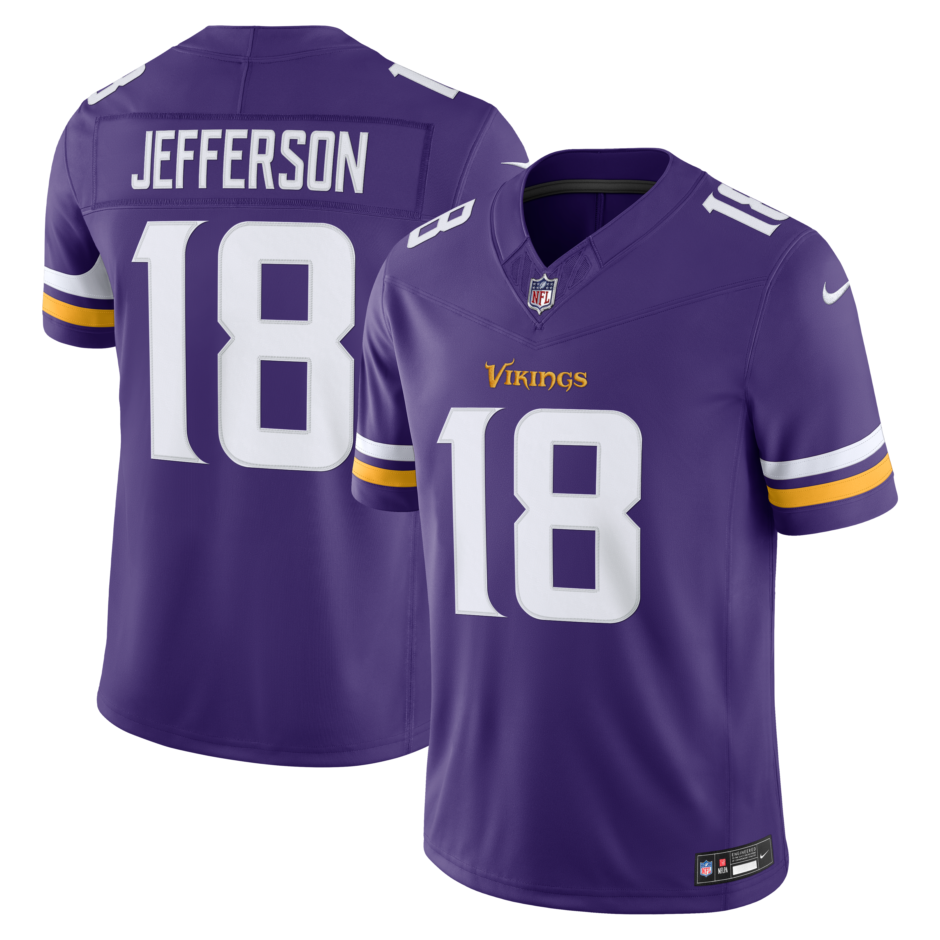 [SJH] Youth Justin Jefferson #18 Minnesota Vikings Team Vapor F.U.S.E. Stitched Limited Jersey - Purple