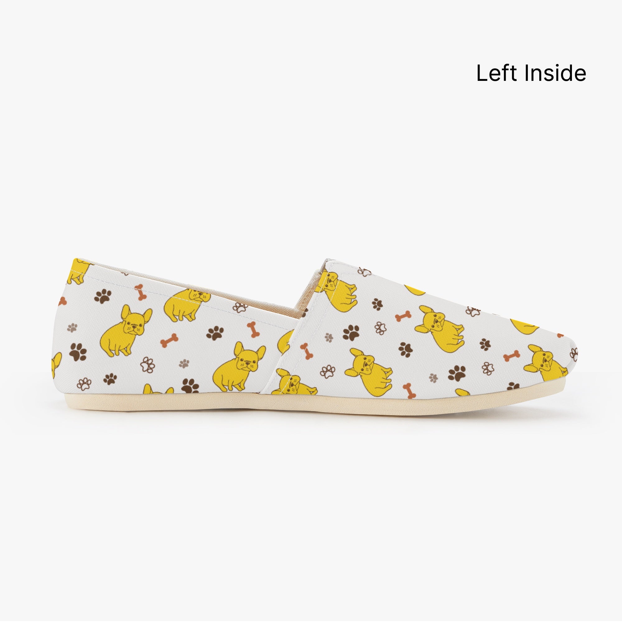 French Bulldog Silver Casual Canvas Shoes Non-Slip Paw Protection