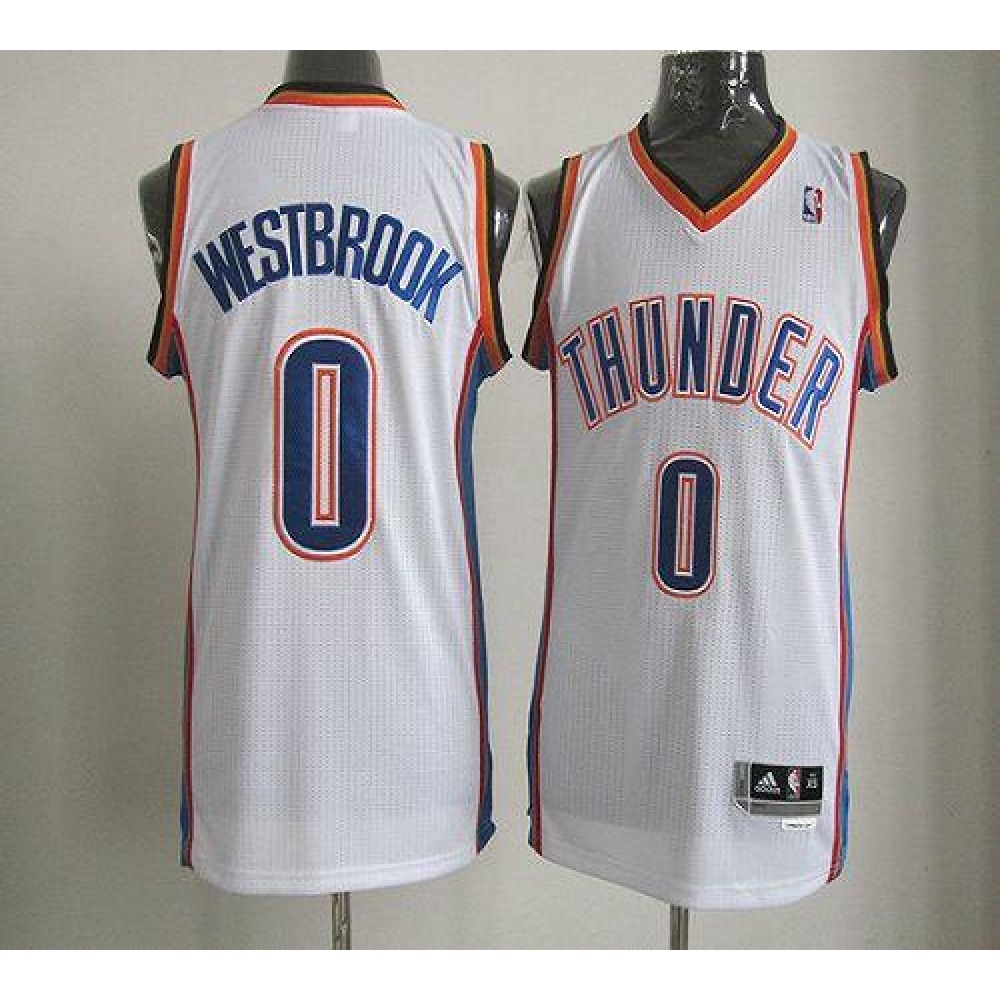 Thunder #0 Russell Westbrook White Revolution 30 Stitched NBA Jersey