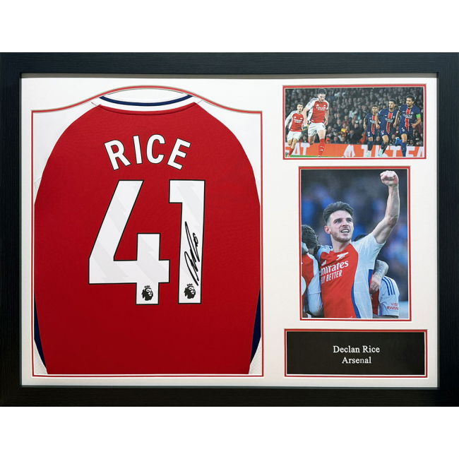 retro Arsenal FC Rice Signed Shirt (Framed)
