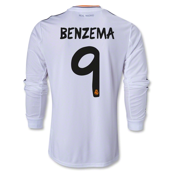 13-14 Real Madrid 9 BENZEMA Home Long Sleeve Jersey Shirt - Official