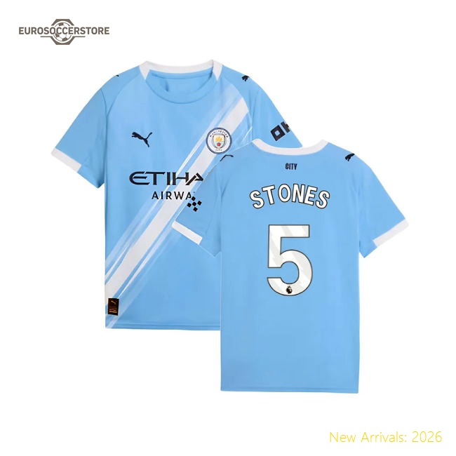 2025-2026 Man City Kids Kid-approved Stones Jersey Performance Fabric