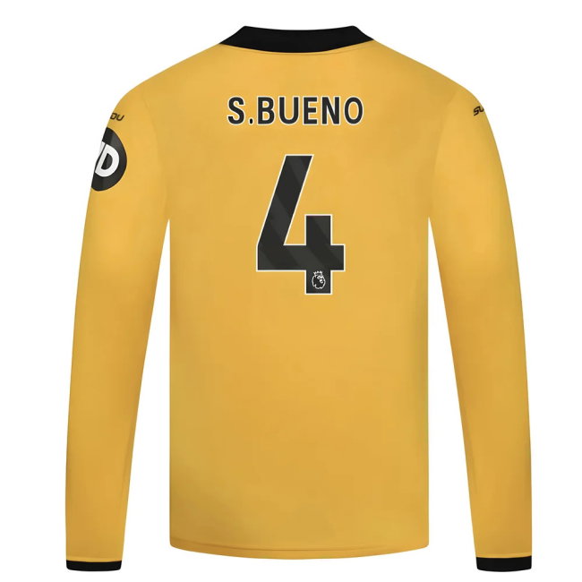 2025-2026 Wolves Long Sleeve Home Shirt - Kids (S.Bueno 4)