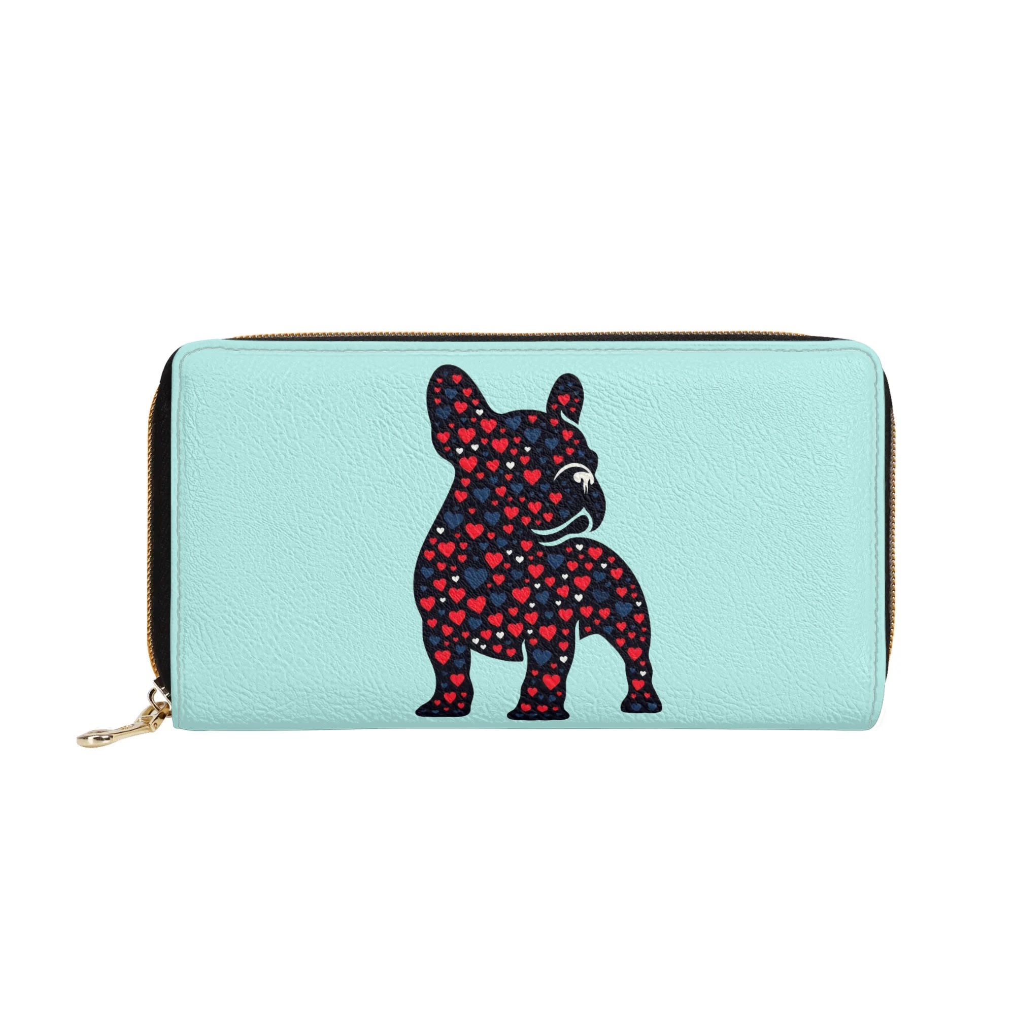 French Bulldog Ginger Leather Zipper Wallet Frenchie Pet Item
