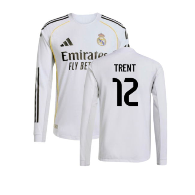 2025-2026 Real Madrid Authentic Long Sleeve Home Shirt (Trent 12)