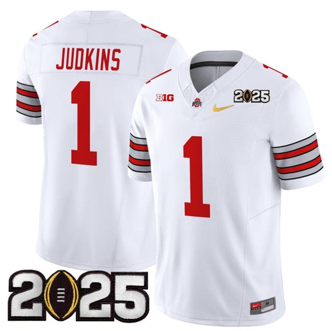 Men's Ohio St Buckeyes White 2025 premium Quinshon Judkins #1
