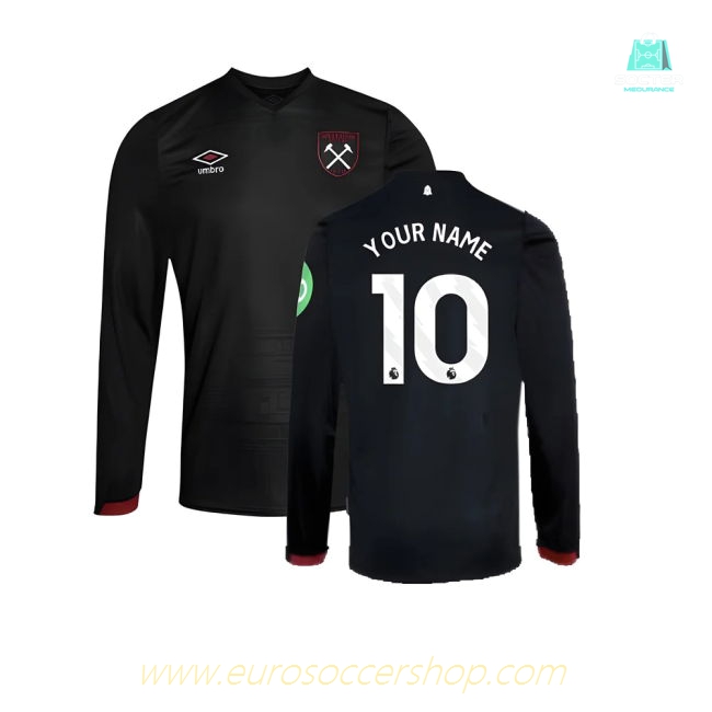 2024-2025 West Ham Long Sleeve Away Shirt (Kids) (Your Name)