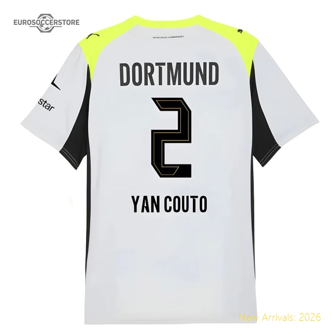 Official 2025-2026 Borussia Dortmund Away Shirt (Yan Couto 2)
