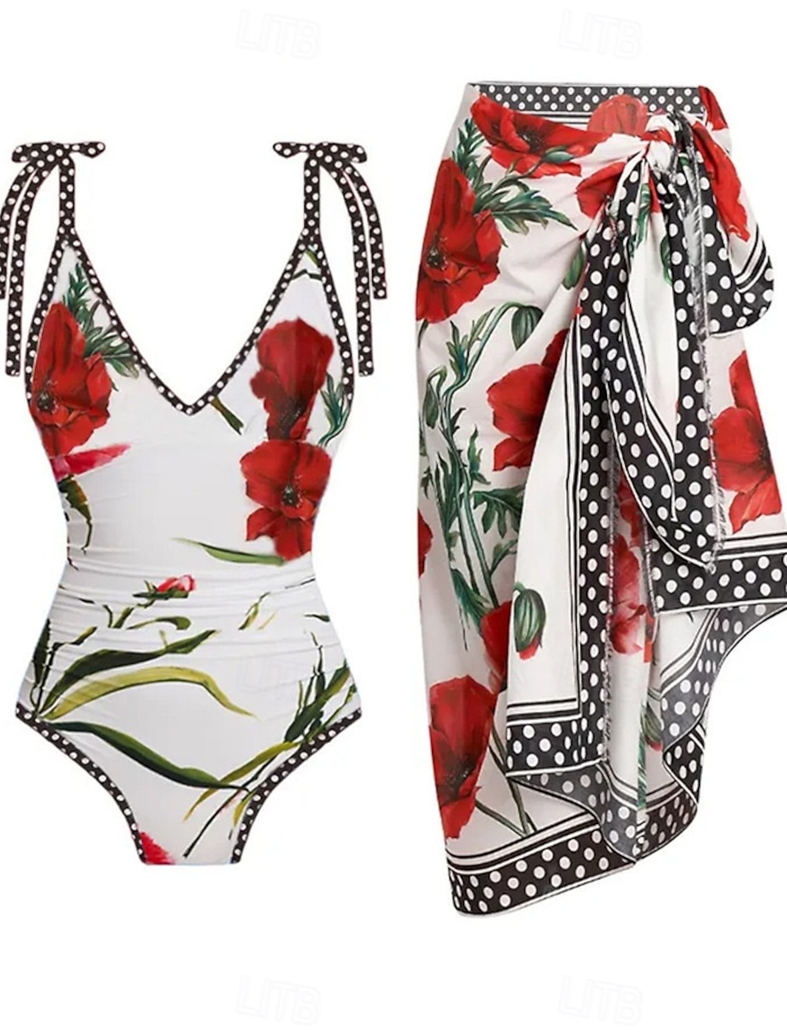 Women's Swimwear One Piece Tankini Monokini Skirt Swimsuit Tummy Control High Waist Slim Backless Elegant Vacation Floral V Neck Sleeveless Bathing Suits