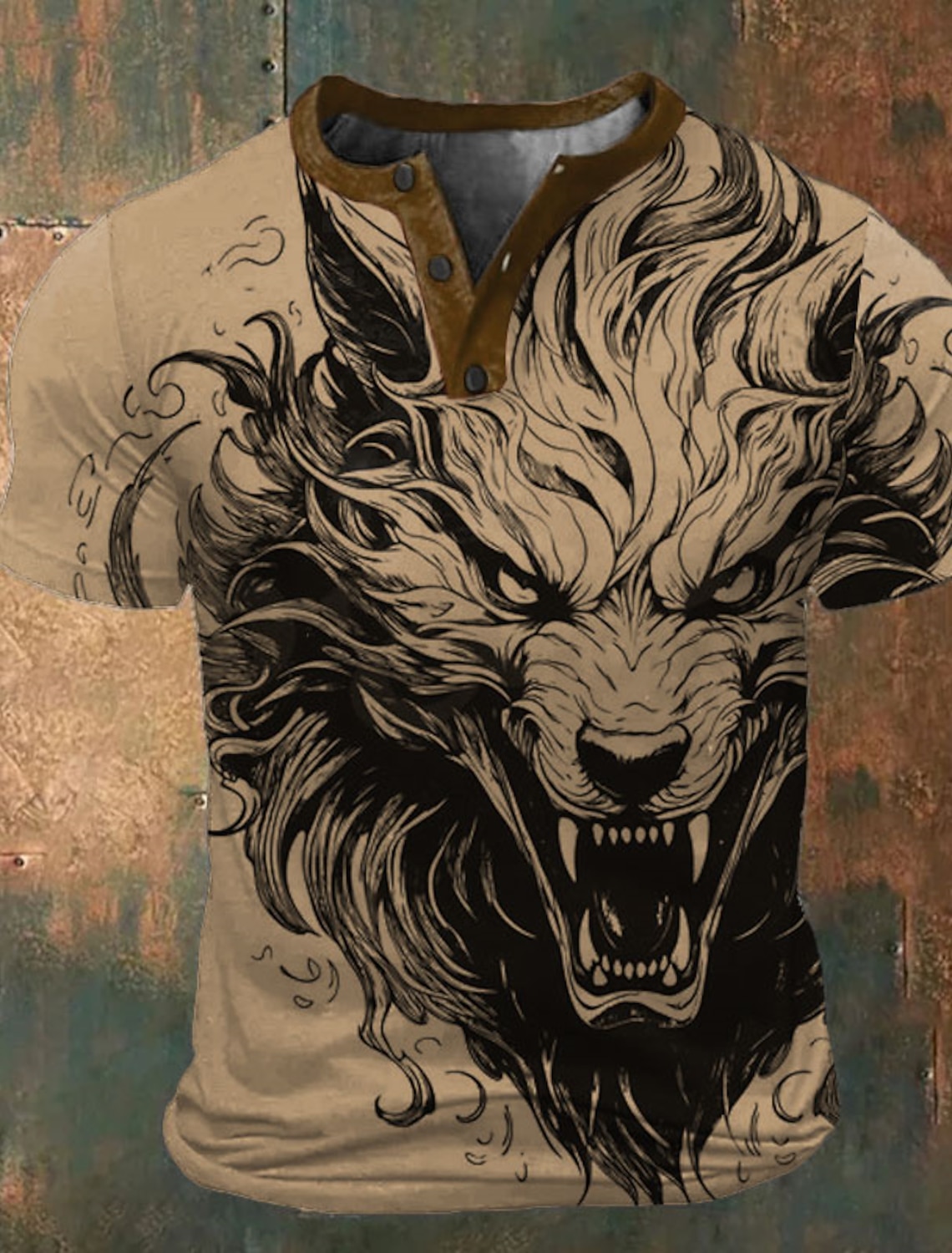 Men's Graphic Animal T Shirt Henley Shirt Short Sleeve 3D Print Fashion Classic Retro Vintage Sports Outdoor Holiday Going out Spring & Summer Blue White Red Brown Green Henley Henley T-Shirt
