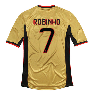 Authentic Breathable 1314 AC Milan 7 Robinho Third Golden Jersey