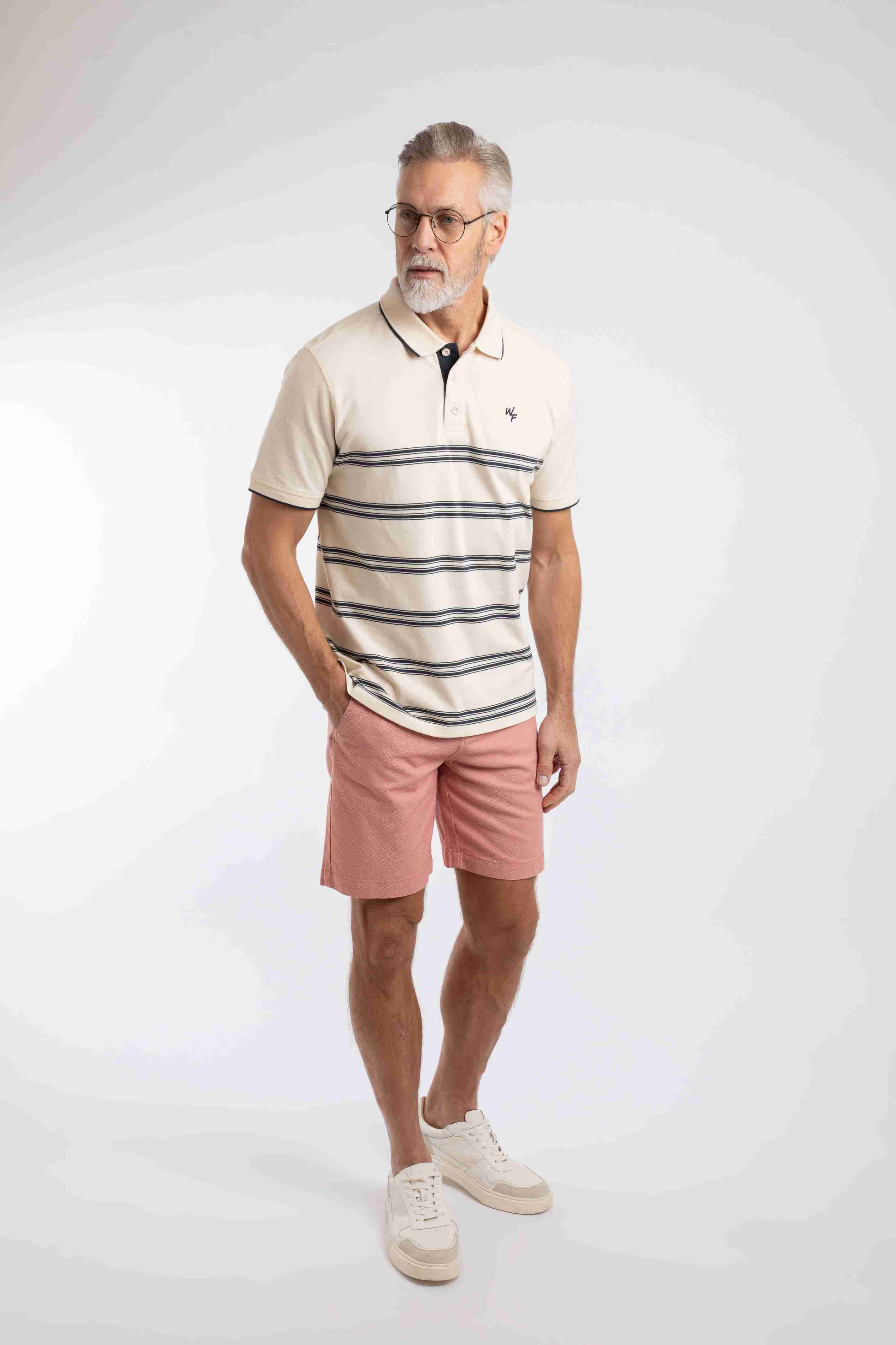 Bradbury Pique Stripe Polo Shirt Ecru